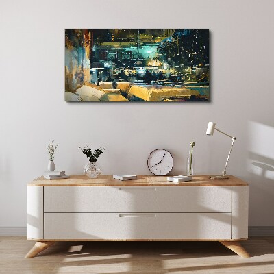 Foto op canvas Nachtelijke sfeer in het café