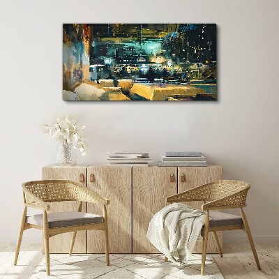 Foto op canvas Nachtelijke sfeer in het café