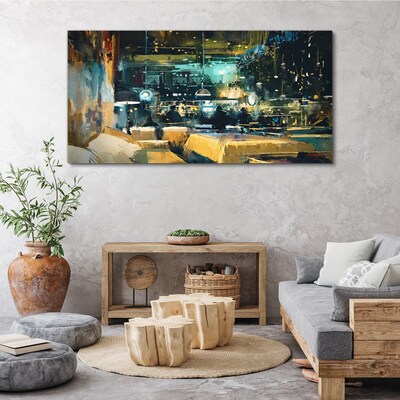 Foto op canvas Nachtelijke sfeer in het café