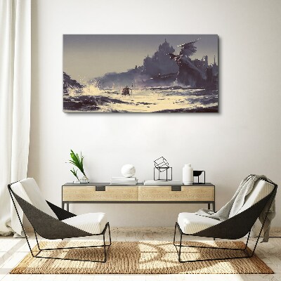 Canvas schilderij Een mystiek land tussen de golven