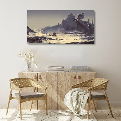 Canvas schilderij Een mystiek land tussen de golven