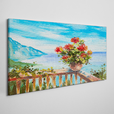 Schilderij op doek Bloemen aan zee