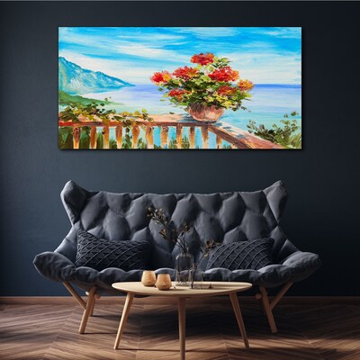 Schilderij op doek Bloemen aan zee