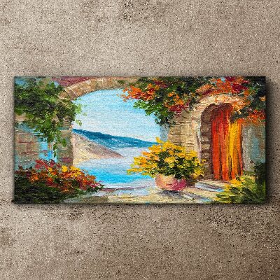 Foto op canvas Zeegezicht met bloemen