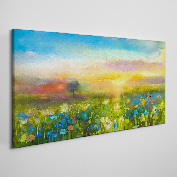 Canvas schilderij Bloemenlandschap in de ochtend