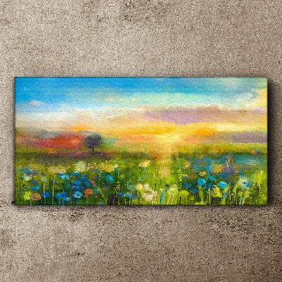 Canvas schilderij Bloemenlandschap in de ochtend