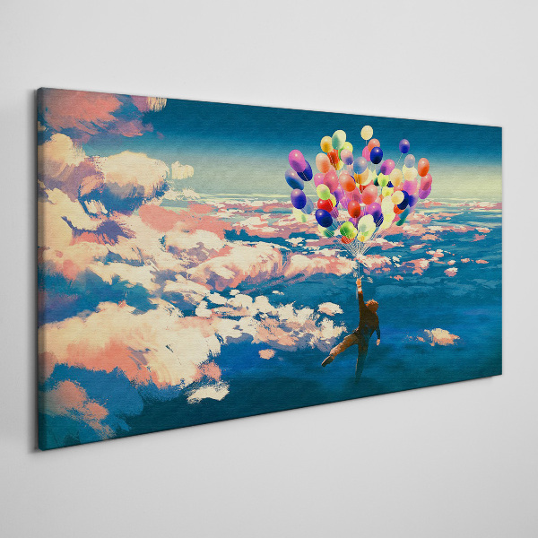 Canvas schilderij Vlucht in de wolken met ballonnen