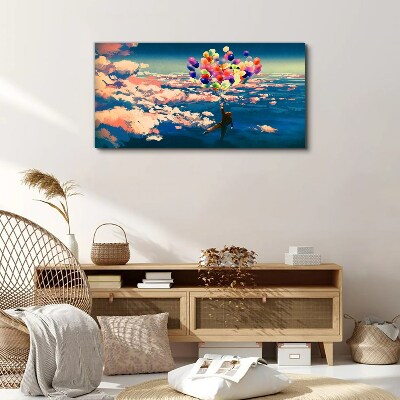 Canvas schilderij Vlucht in de wolken met ballonnen