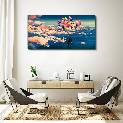 Canvas schilderij Vlucht in de wolken met ballonnen