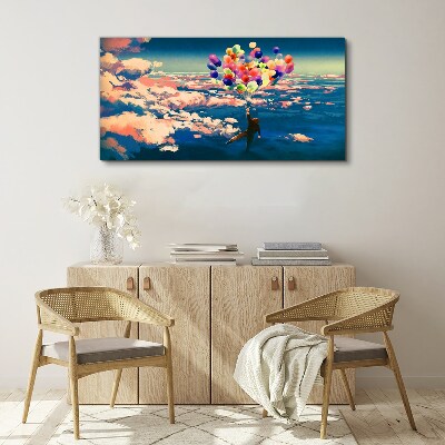 Canvas schilderij Vlucht in de wolken met ballonnen
