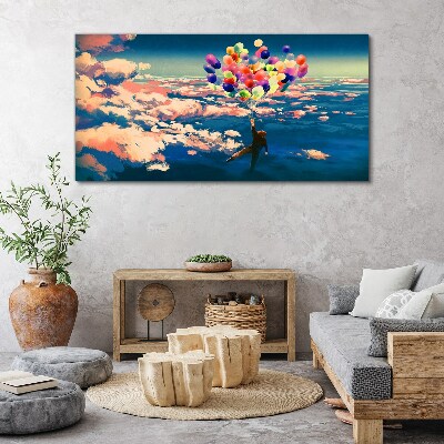 Canvas schilderij Vlucht in de wolken met ballonnen