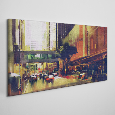 Foto op canvas Een straat in de drukte van de stad