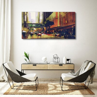 Foto op canvas Een straat in de drukte van de stad