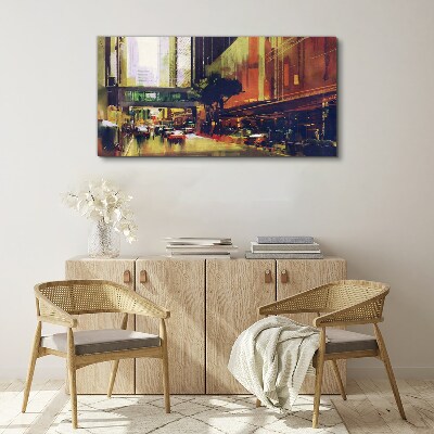 Foto op canvas Een straat in de drukte van de stad