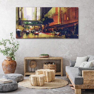 Foto op canvas Een straat in de drukte van de stad