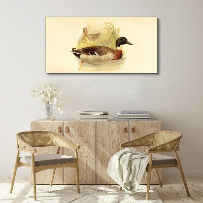 Schilderij op doek Eenden in het gras