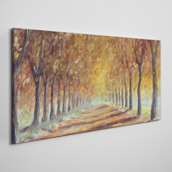 Schilderij op doek Herfstlaan met bomen