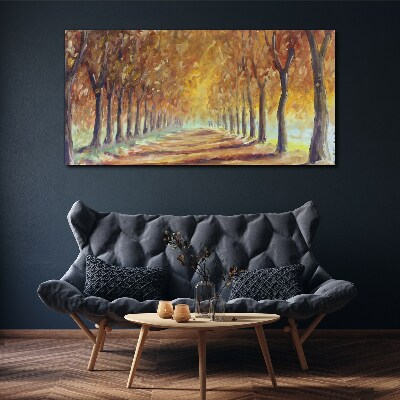 Schilderij op doek Herfstlaan met bomen