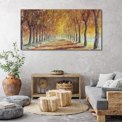 Schilderij op doek Herfstlaan met bomen