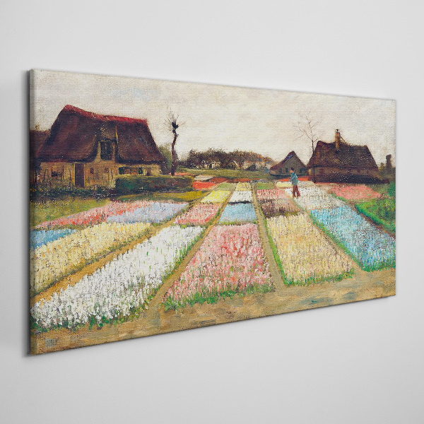 Schilderij op doek Lente tulpenvelden