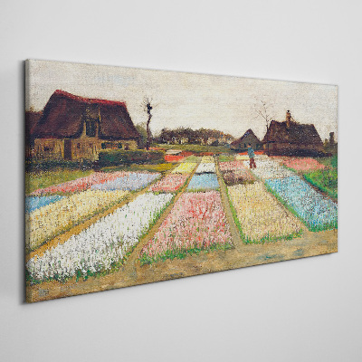 Schilderij op doek Lente tulpenvelden