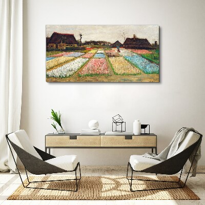 Schilderij op doek Lente tulpenvelden
