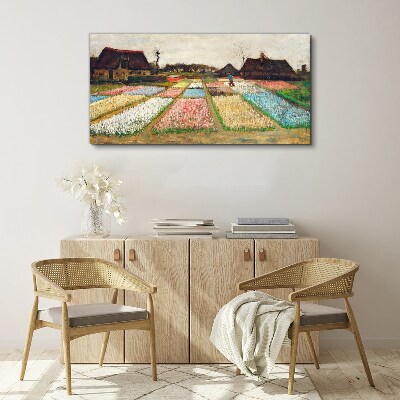 Schilderij op doek Lente tulpenvelden