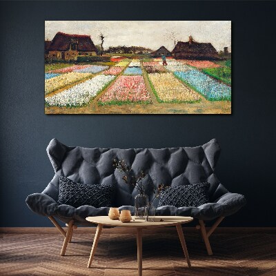 Schilderij op doek Lente tulpenvelden