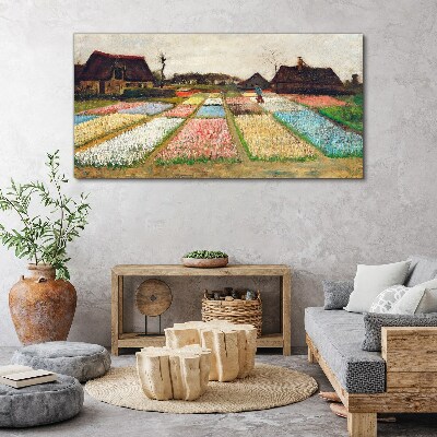 Schilderij op doek Lente tulpenvelden