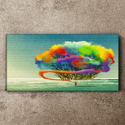 Schilderij op doek Een kleurrijke droom over een boom