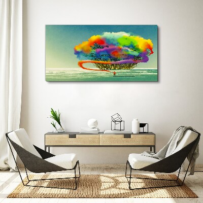 Schilderij op doek Een kleurrijke droom over een boom