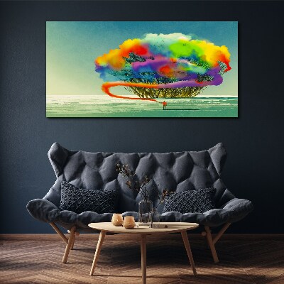 Schilderij op doek Een kleurrijke droom over een boom