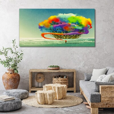 Schilderij op doek Een kleurrijke droom over een boom