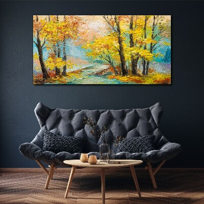 Foto op canvas Gouden herfst aan een rustige rivier