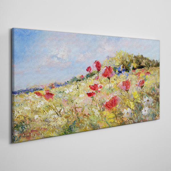 Canvas schilderij Een bloemenlandschap in de zomerzon