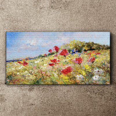 Canvas schilderij Een bloemenlandschap in de zomerzon