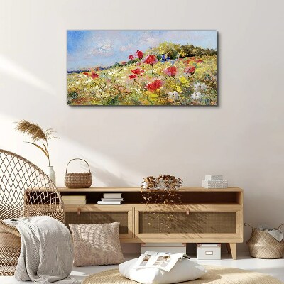 Canvas schilderij Een bloemenlandschap in de zomerzon