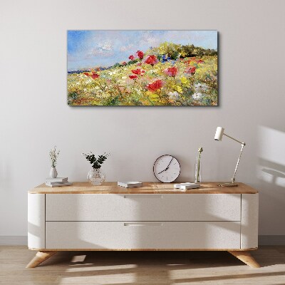 Canvas schilderij Een bloemenlandschap in de zomerzon