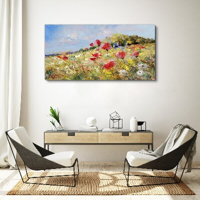 Canvas schilderij Een bloemenlandschap in de zomerzon