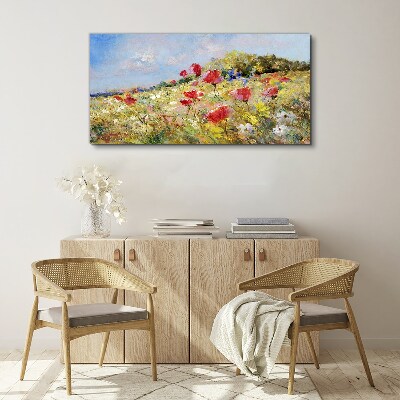 Canvas schilderij Een bloemenlandschap in de zomerzon
