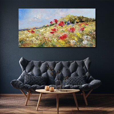 Canvas schilderij Een bloemenlandschap in de zomerzon