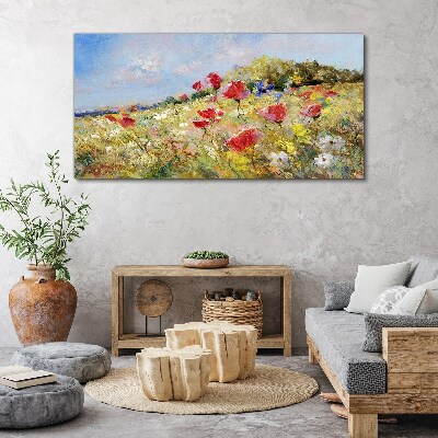 Canvas schilderij Een bloemenlandschap in de zomerzon