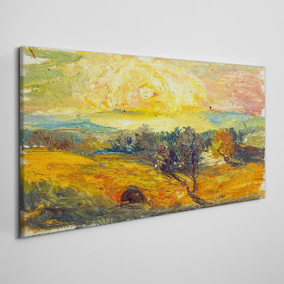 Schilderij op doek Gouden velden onder de zon