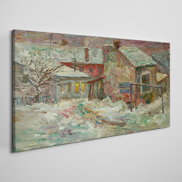 Schilderij op doek Winterlandschap in pastelkleuren