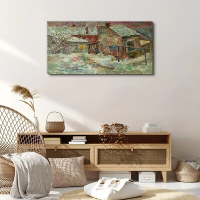 Schilderij op doek Winterlandschap in pastelkleuren