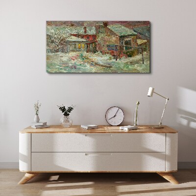 Schilderij op doek Winterlandschap in pastelkleuren