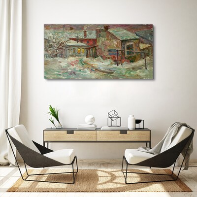 Schilderij op doek Winterlandschap in pastelkleuren