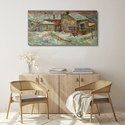 Schilderij op doek Winterlandschap in pastelkleuren