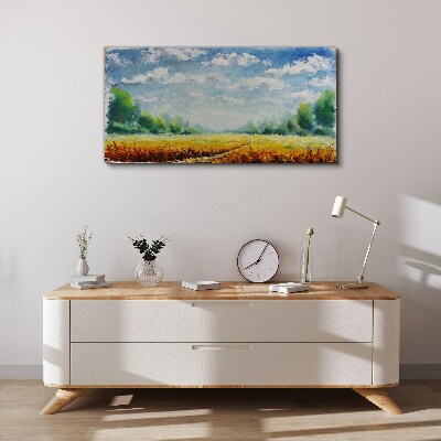 Foto op canvas Zomervelden onder een blauwe lucht