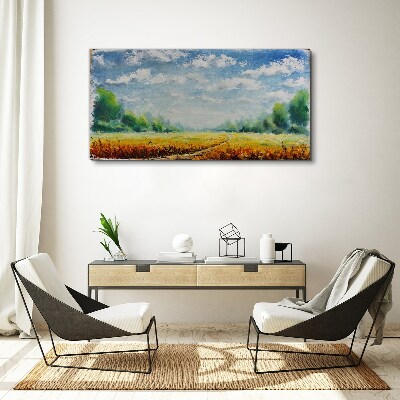 Foto op canvas Zomervelden onder een blauwe lucht